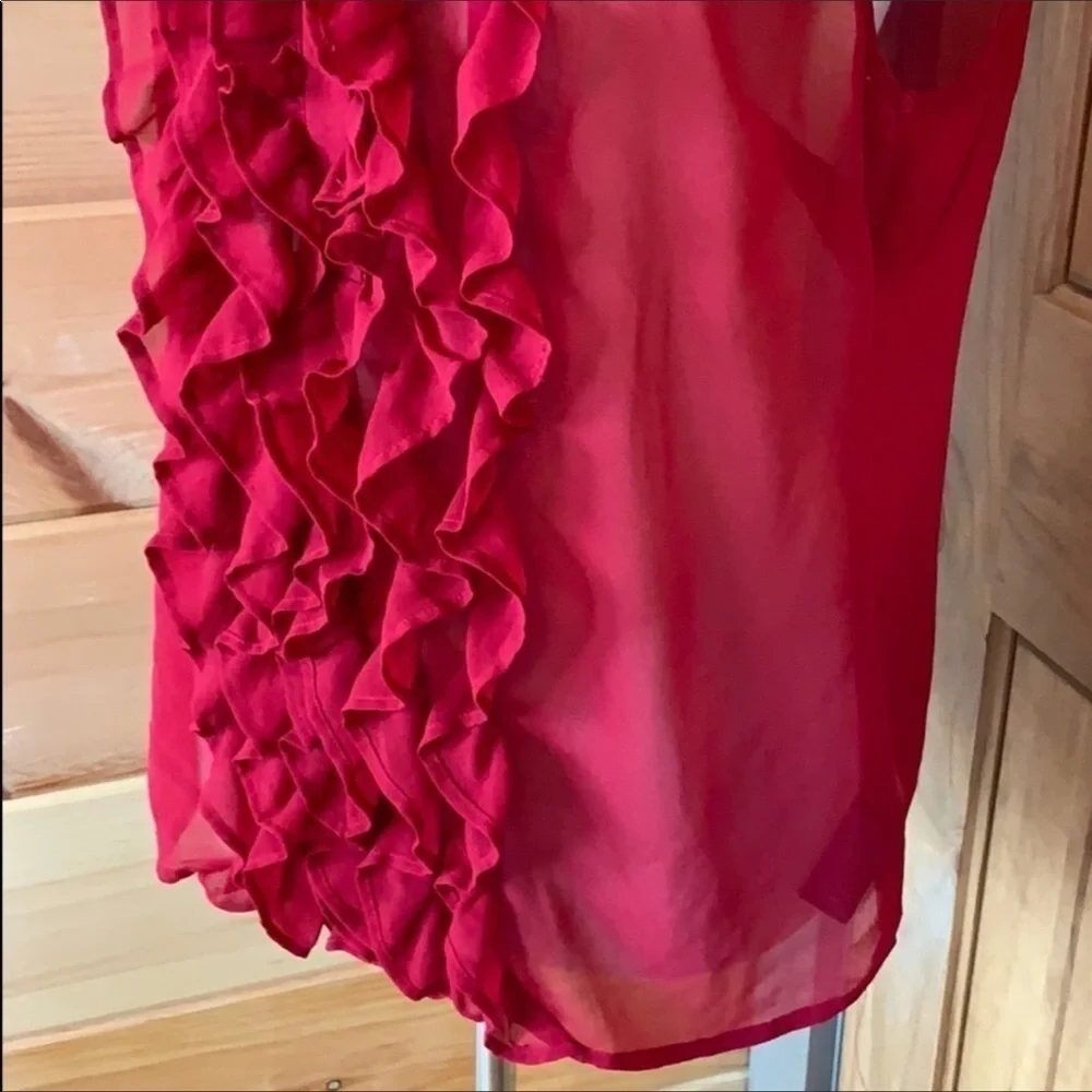 Forever 21 sheer red top with ruffle front Size Large